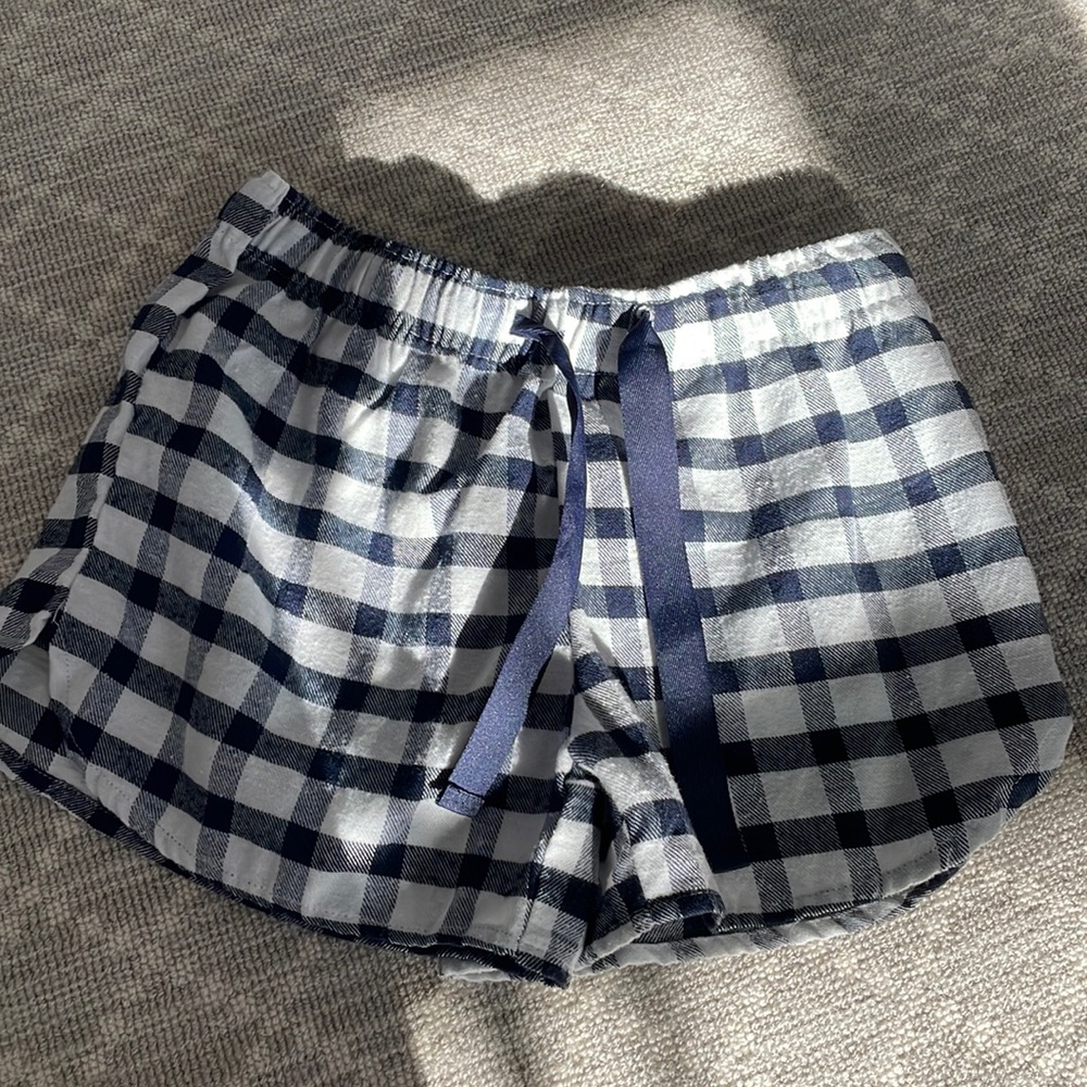 Navy and white flannel shorts